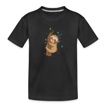 Paresseux sur l’arbre en écoutant de la musique - T-shirt bio Premium Enfant - noir - Devant