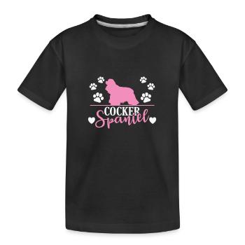 Cocker Spaniel avec empreinte de patte - T-shirt bio Premium Enfant - noir - Devant
