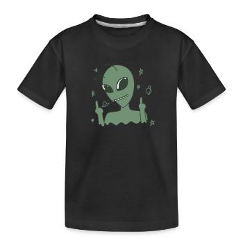 Aliens shows middle finger - Kids' Premium Organic T-Shirt - black - Front