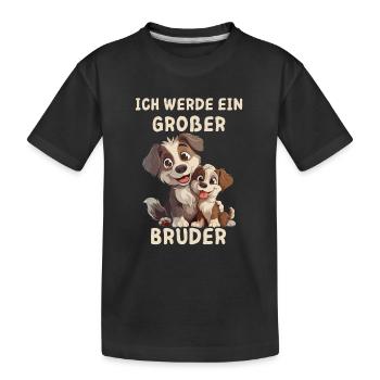 Ich werde ein großer Bruder Hund - Kinder Premium Bio T-Shirt - Schwarz - Vorne