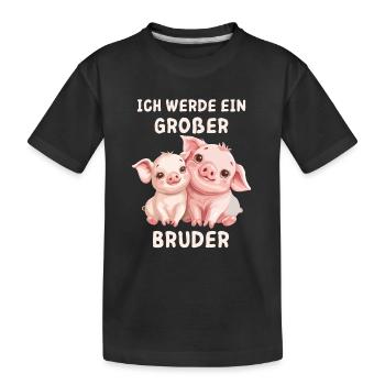 Ich werde ein großer Bruder Schwein - Kinder Premium Bio T-Shirt - Schwarz - Vorne