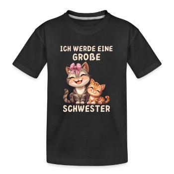 Ich werde eine große Schwester Katze - Kinder Premium Bio T-Shirt - Schwarz - Vorne