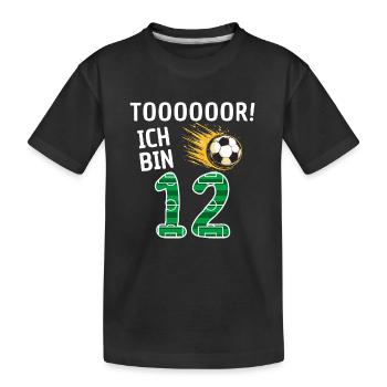 Tor Ich bin 12 - Kinder Premium Bio T-Shirt - Schwarz - Vorne