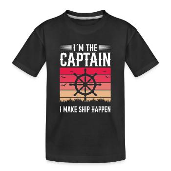 Bateau Yacht Bateau Vintage Capitaine - T-shirt bio Premium Enfant - noir - Devant