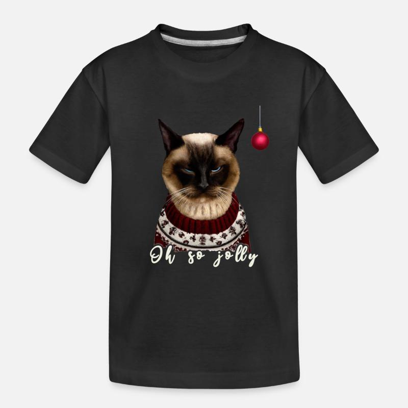 Chat de Noël Grumpy Siam - Charité - T-shirt bio Premium Enfant - noir