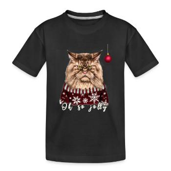 Grumpy Maine Coon Christmas Cat - Charity - Kids' Premium Organic T-Shirt - black - Front
