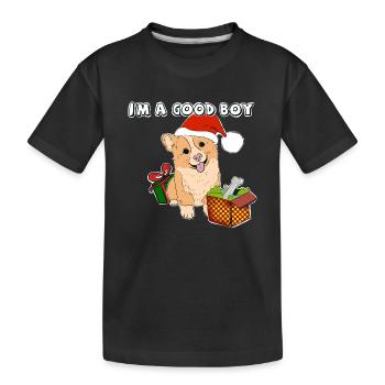 Corgi Dog Christmas - Chien mignon - doux - T-shirt bio Premium Enfant - noir - Devant