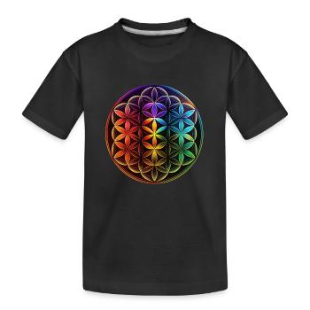 Fleur de Vie Symbole Arc-en-ciel Méditation - T-shirt bio Premium Enfant - noir - Devant