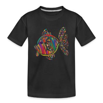 Fisch abstrakt - Kinder Premium Bio T-Shirt - Schwarz - Vorne