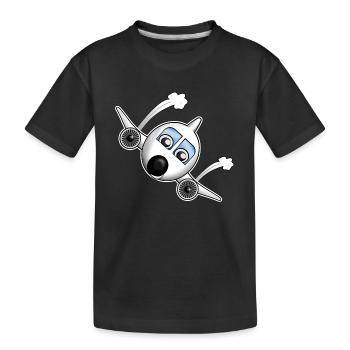 Plane with face - Kids' Premium Organic T-Shirt - black - Front
