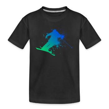 Herren Ski Jumping Slopestyle Freestyle Ski - Kinder Premium Bio T-Shirt - Schwarz - Vorne