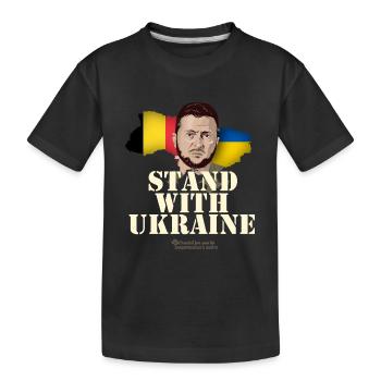 Ukraine Belgium Stand with Ukraine - Kids' Premium Organic T-Shirt - black - Front