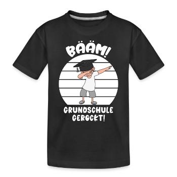 Abschluss 2026 Bääm Abschied Grundschule gerockt - Kinder Premium Bio T-Shirt - Schwarz - Vorne