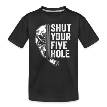 Mach dein Fünfloch zu - Kinder Premium Bio T-Shirt - Schwarz - Vorne