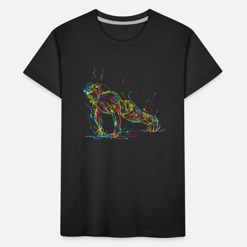 Abstract man doing push-ups Kids' Premium Organic T-Shirt