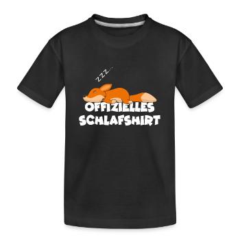 Schlafshirt Fuchs Verschlafen Morgenmuffel Chillen - Kinder Premium Bio T-Shirt - Schwarz - Vorne