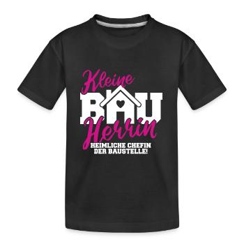 Kleine Bauherrin Spruch Baustelle Hausbau Mädchen - Kinder Premium Bio T-Shirt - Schwarz - Vorne