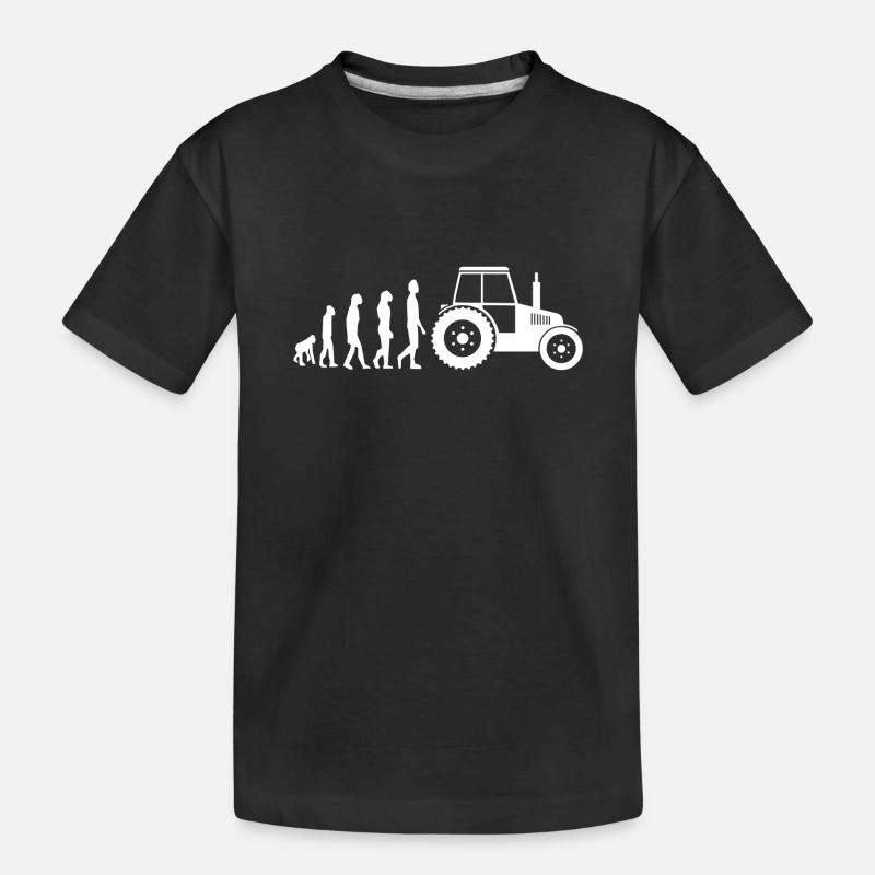 Traktor Agrarkultur Evolution Landwirtschaft - Kinder Premium Bio T-Shirt - Schwarz