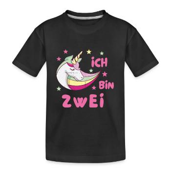 Ich bin Zwei Jahre Zweiter Geburtstag Einhorn Süß - Kinder Premium Bio T-Shirt - Schwarz - Vorne