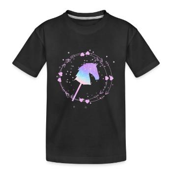 Hobby Horse Girl Hobbyhorsing Steckenpferd Mädchen - Kinder Premium Bio T-Shirt - Schwarz - Vorne