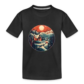 Weihnachtswinterlandschaft - Kinder Premium Bio T-Shirt - Schwarz - Vorne