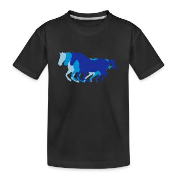 Trois chevaux au galop - T-shirt bio Premium Enfant - noir - Devant