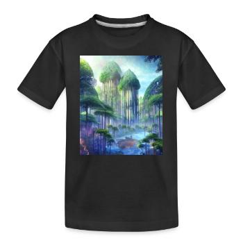 Forêt magique de conte de fées du futur - T-shirt bio Premium Enfant - noir - Devant