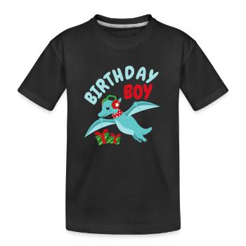 Christmas December Dinosaur Birthday - Kids' Premium Organic T-Shirt - black - Front