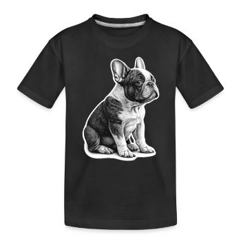 Franz Bulldogge Gescheckt (Schwarz/Weiss) - Kinder Premium Bio T-Shirt - Schwarz - Vorne