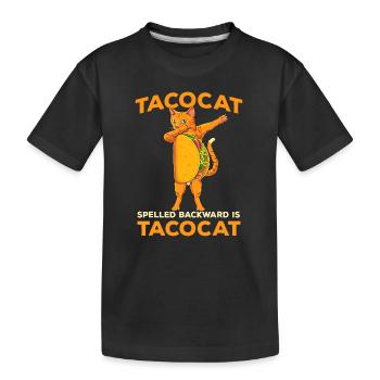 Dabbing Tacocat rückwärts buchstabiert ist - Taco Katze Dab - Kinder Premium Bio T-Shirt - Schwarz - Vorne