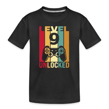 Dix 9 ans 9 anniversaire garçon fils drôle joueur 9ème ans - T-shirt bio Premium Enfant - noir - Devant