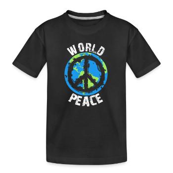 World Peace - Global Peace On Earth Gift - Kids' Premium Organic T-Shirt - black - Front