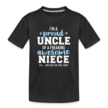 Fier oncle d’une nièce géniale, elle m’a fait ce cadeau - T-shirt bio Premium Enfant - noir - Devant