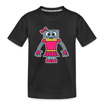 Robot Girl Fun Cute Dress Girly Robots Robotics - Kids' Premium Organic T-Shirt - black - Front