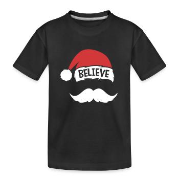 Glauben Zitat Weihnachtsmütze Schnurrbart Familientreffen - Kinder Premium Bio T-Shirt - Schwarz - Vorne