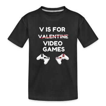V est pour les jeux vidéo génial joueur de la Saint-Valentin - T-shirt bio Premium Enfant - noir - Devant