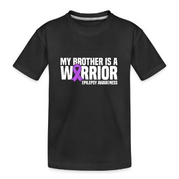 Mon frère est un guerrier ruban violet épilepsie - T-shirt bio Premium Enfant - noir - Devant