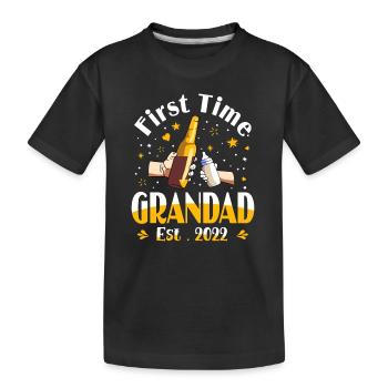 Grandad Gift First Time Grandad EST 2022 - Kids' Premium Organic T-Shirt - black - Front