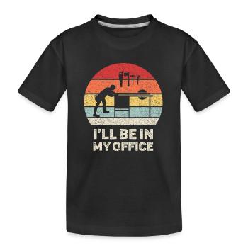 Je serai dans mon garage de bureau Drôle de travail du bois - T-shirt bio Premium Enfant - noir - Devant