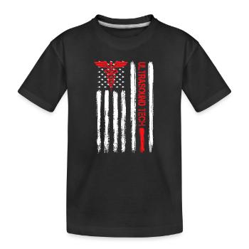 Ultraschall Tech American Flag Cardiac Vascular - Kinder Premium Bio T-Shirt - Schwarz - Vorne