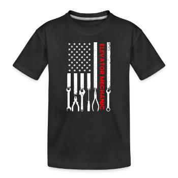 elevator mechanic American Flag, elevator mechanic - Kids' Premium Organic T-Shirt - black - Front