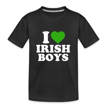 J’aime les garçons irlandais drôle Cœur de la Saint-Patrick - T-shirt bio Premium Enfant - noir - Devant