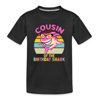 Cousin der Hai-Geburtstagsmädchen Passende Familie - Kinder Premium Bio T-Shirt - Schwarz - Vorne