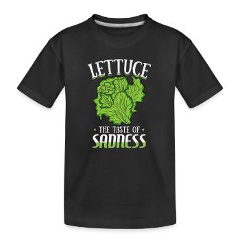 Salat Der Geschmack der Traurigkeit Lustig Vegan Grün - Kinder Premium Bio T-Shirt - Schwarz - Vorne