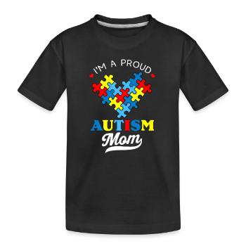 Ich bin eine stolze Mutter Autismus-Bewusstsein Autistisches Herz - Kinder Premium Bio T-Shirt - Schwarz - Vorne