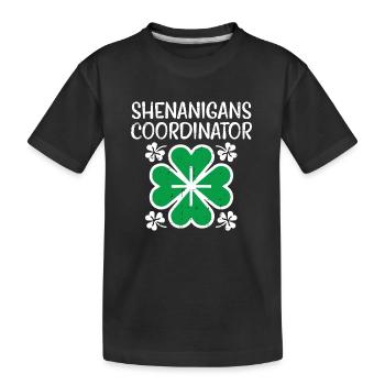 Shenanigans Coordinator Funny St Patricks Day - Kids' Premium Organic T-Shirt - black - Front