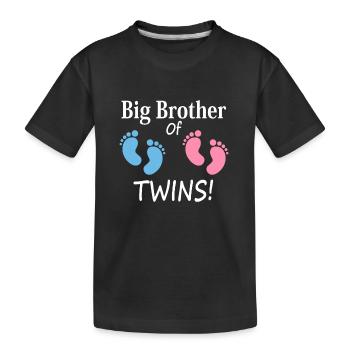 Großer Bruder des Zwillingsjungen und des Mädchens Geschwisterfußabdruck - Kinder Premium Bio T-Shirt - Schwarz - Vorne