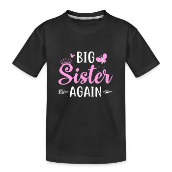 Grande sœur à nouveau Frère et sœur Fille aînée Arrow - T-shirt bio Premium Enfant - noir - Devant
