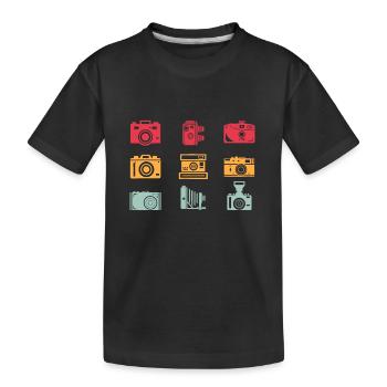 Retro-Fotokamera Fotokamera Kamera - Kinder Premium Bio T-Shirt - Schwarz - Vorne