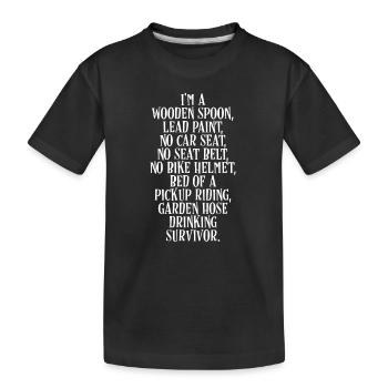 Je suis un tuyau d’arrosage à cuillère en bois qui boit - T-shirt bio Premium Enfant - noir - Devant